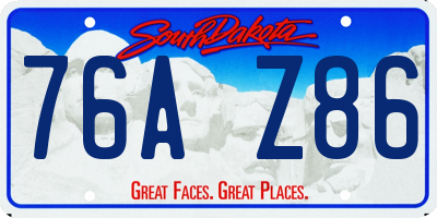 SD license plate 76AZ86