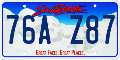 SD license plate 76AZ87