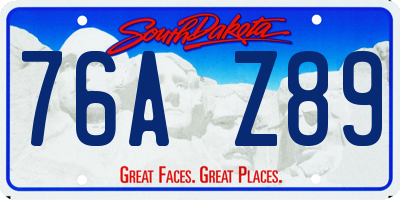SD license plate 76AZ89
