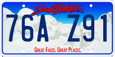 SD license plate 76AZ91