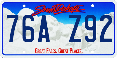 SD license plate 76AZ92