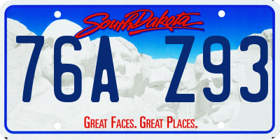 SD license plate 76AZ93