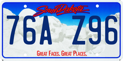 SD license plate 76AZ96