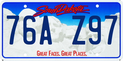 SD license plate 76AZ97