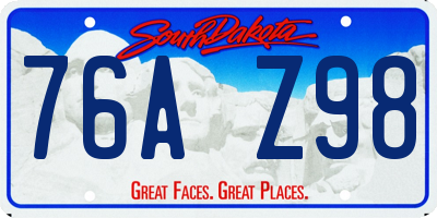 SD license plate 76AZ98