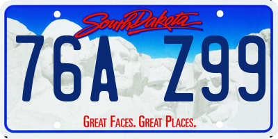 SD license plate 76AZ99