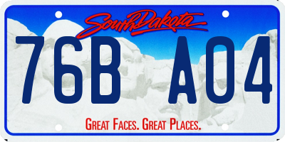 SD license plate 76BA04