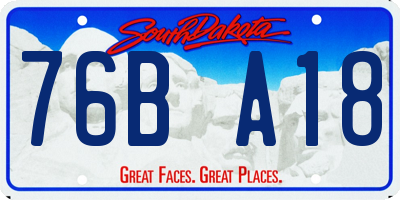 SD license plate 76BA18