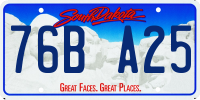SD license plate 76BA25