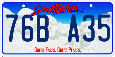 SD license plate 76BA35