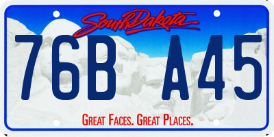 SD license plate 76BA45