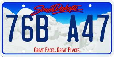 SD license plate 76BA47