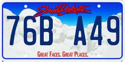 SD license plate 76BA49
