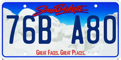 SD license plate 76BA80