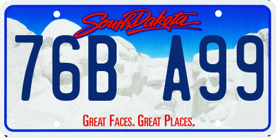 SD license plate 76BA99