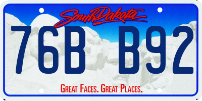 SD license plate 76BB92