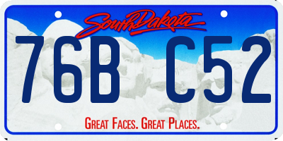SD license plate 76BC52