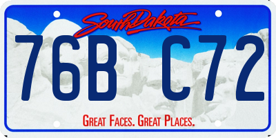 SD license plate 76BC72