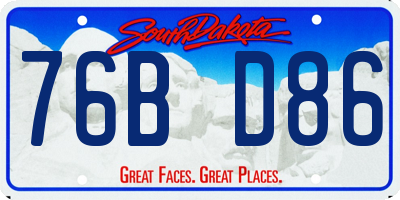 SD license plate 76BD86