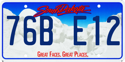 SD license plate 76BE12