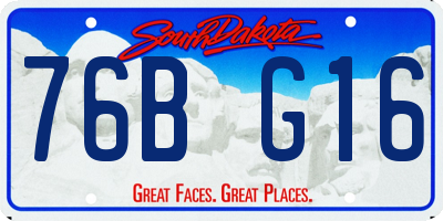 SD license plate 76BG16