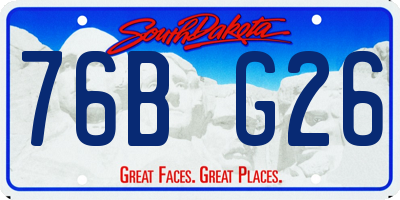 SD license plate 76BG26