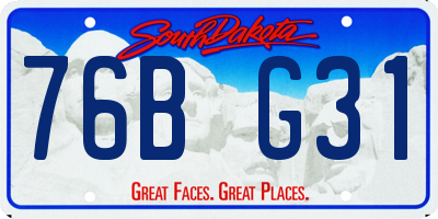 SD license plate 76BG31