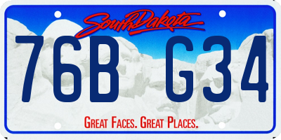 SD license plate 76BG34