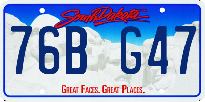 SD license plate 76BG47