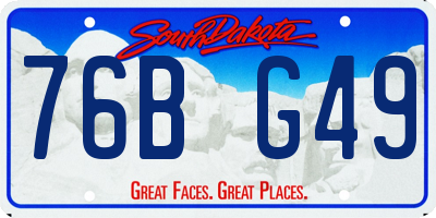 SD license plate 76BG49