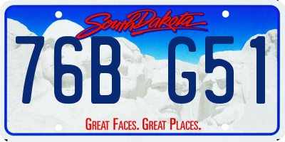 SD license plate 76BG51