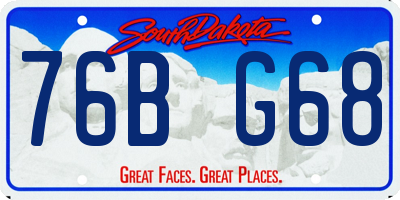 SD license plate 76BG68