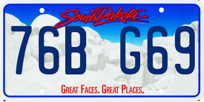 SD license plate 76BG69