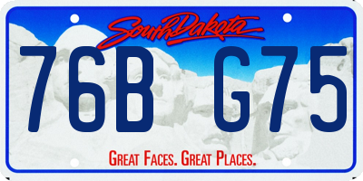 SD license plate 76BG75