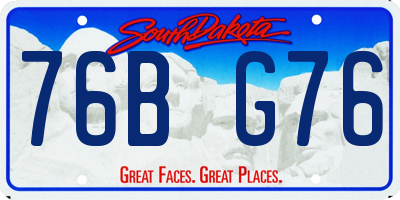 SD license plate 76BG76