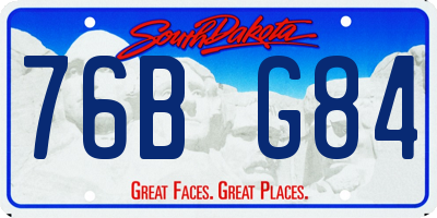 SD license plate 76BG84