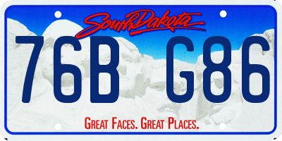 SD license plate 76BG86