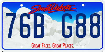 SD license plate 76BG88