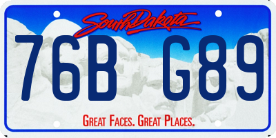 SD license plate 76BG89