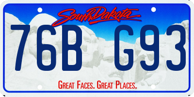 SD license plate 76BG93