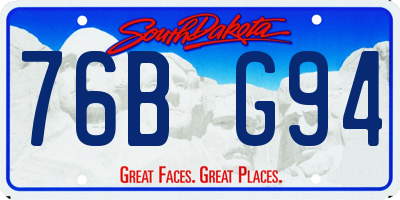 SD license plate 76BG94