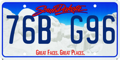 SD license plate 76BG96