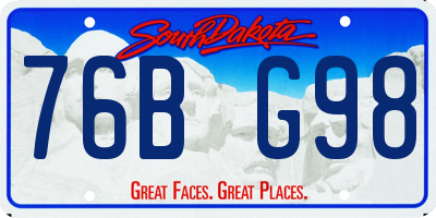 SD license plate 76BG98