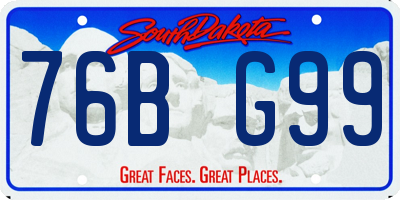 SD license plate 76BG99
