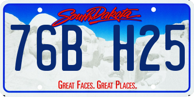 SD license plate 76BH25