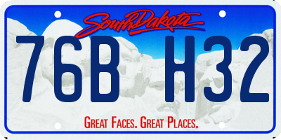 SD license plate 76BH32