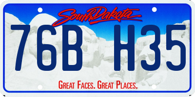 SD license plate 76BH35
