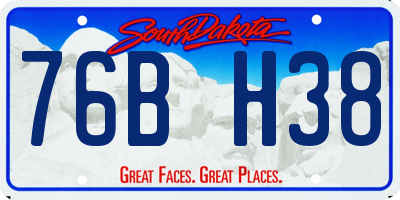 SD license plate 76BH38