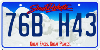 SD license plate 76BH43