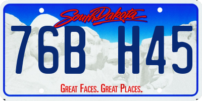 SD license plate 76BH45